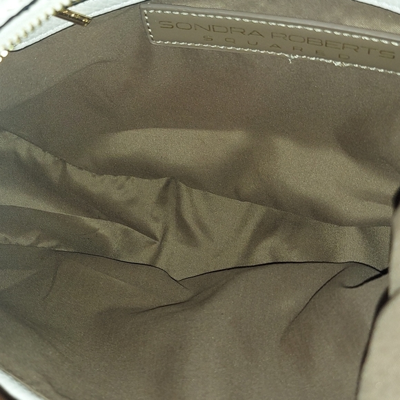 Sondra Roberts Squared White Faux Leather Hobo Handbag w/ Metallic Braided Strap - Picture 10 of 16